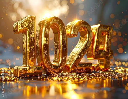 Gleaming gold numerical figures for celebration or milestone