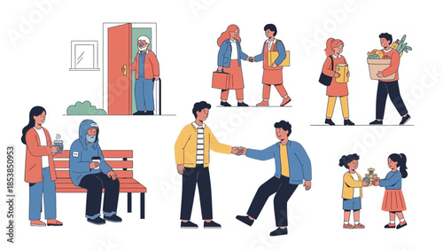 Kindness and Generosity: Diverse People Helping Each Other, Acts of Charity