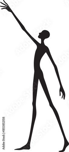 Surreal Elongated Humanoid Silhouette Reaching Upwards