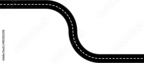 Roadmap curvy road. Roadmap with stages. Top view on a curved highway road map. Roadmap diagram Vector illustration, PNG, JPG. 