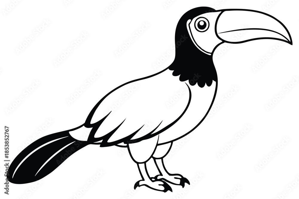 Obraz premium hornbill silhouette line art vector illustration with a white background