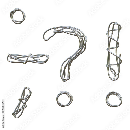 Metalic Wire 3D Alphabet or PNG Letters