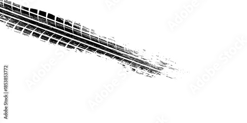 Tire track. Car, bike, motorcycle tyre mark with grunge effect isolated on white background. Wheel footprint on the road. Top view of rubber protector mark