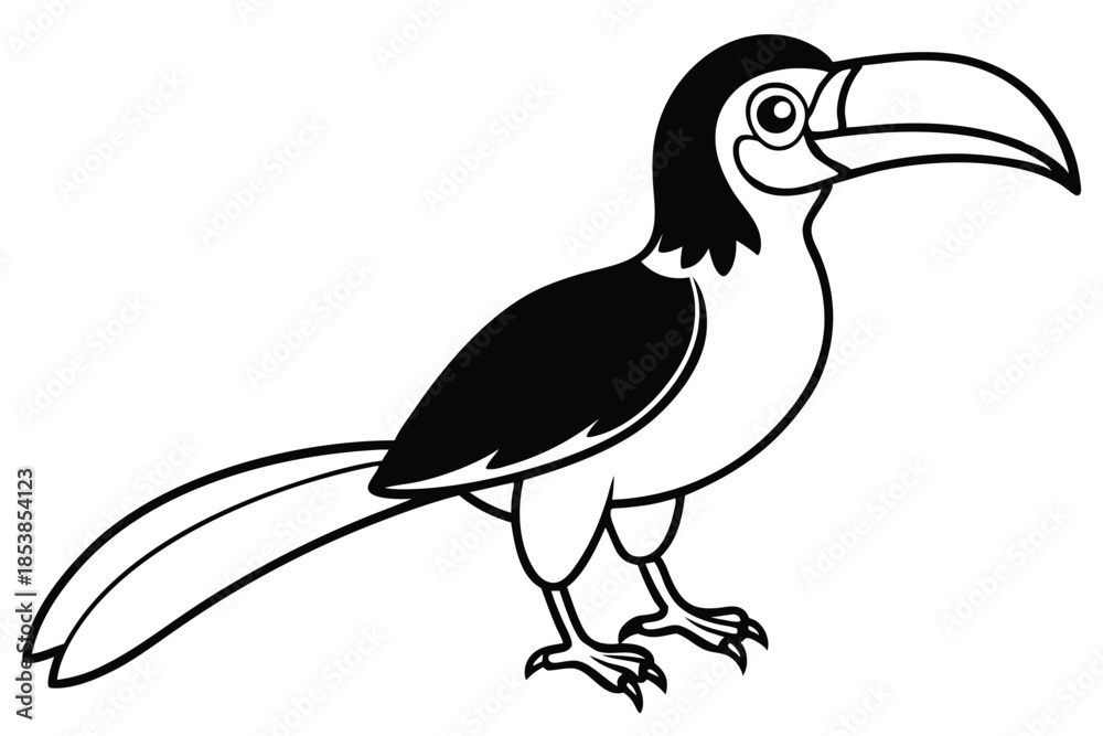 Fototapeta premium hornbill silhouette line art vector illustration with a white background