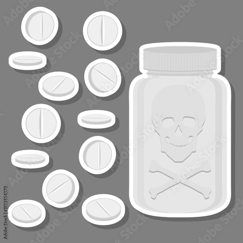 Big colored set different types of pills inside close blister