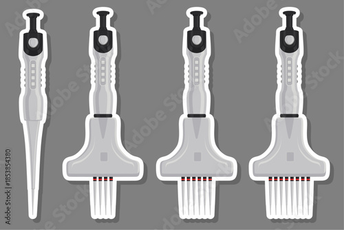 Illustration on theme big kit different medical pipette, dropper for laboratory