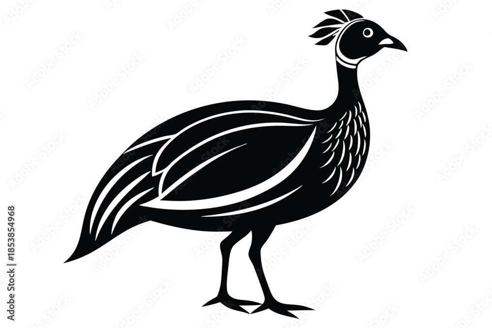 Fototapeta premium guineafowl silhouette line art vector illustration with a white background