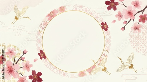 Delicate cherry blossom art traditional japanese style digital illustration floral design serene environment aesthetic viewpoint cultural concept for tranquility and beauty