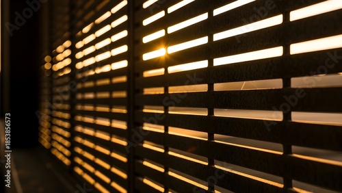 Wallpaper Mural Sunlight streaming through wooden blinds creating a beautiful pattern of light and shadow. Torontodigital.ca