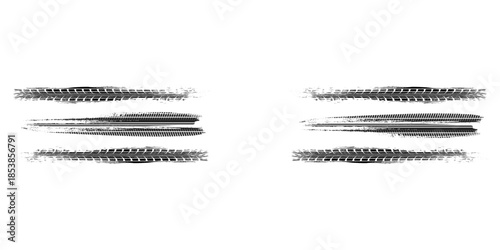 Tire track. Car, bike, motorcycle tyre mark with grunge effect isolated on white background. Eps 10