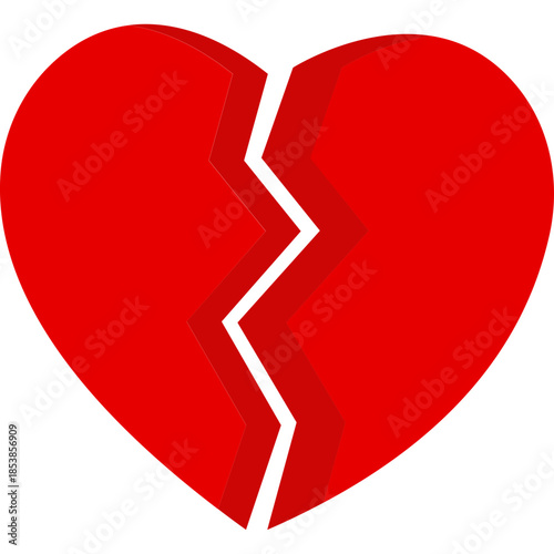 Broken Heart Icon Flat Style – Valentine’s Day Heartbreak, Romantic Loss, Love Symbol