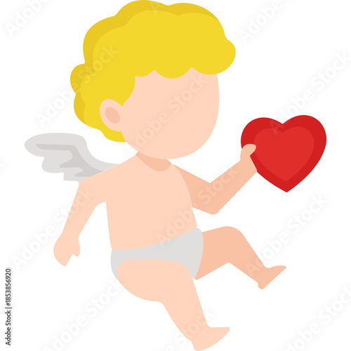 Cupid Icon Flat Style – Valentine’s Day Love, Romantic Arrow, Heart Symbol