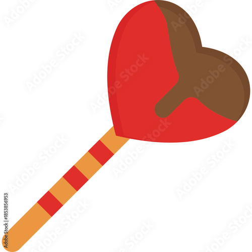 Heart Lollipop Icon Flat Style – Valentine’s Day Love, Romantic Candy, Sweet Treat Symbol
