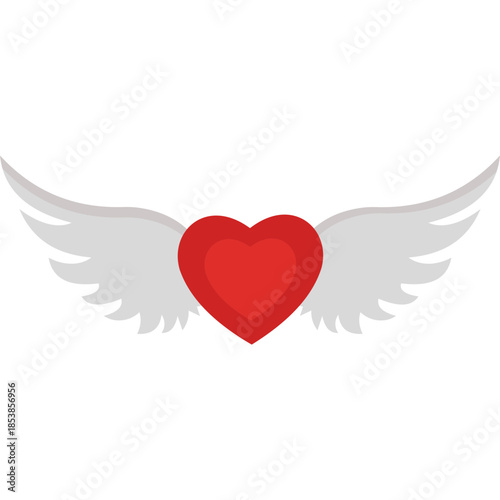 Heart Angel Icon Flat Style – Valentine’s Day Love, Romantic Cupid, Cute Heart Symbol