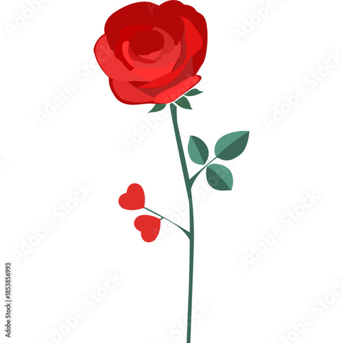 Rose Icon Flat Style – Valentine’s Day Love, Romantic Flower, Red Rose Symbol