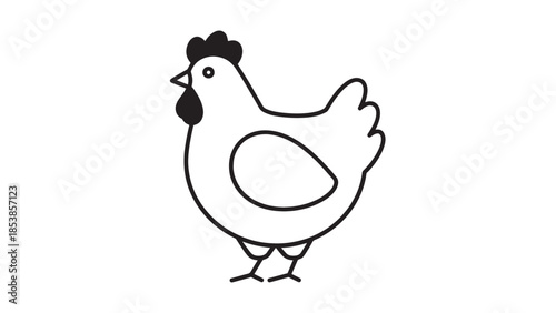 Simple cartoon chicken standing with proud posture illustration.