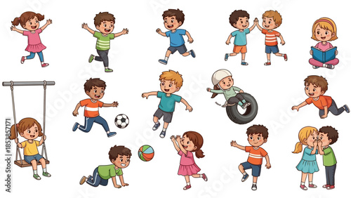 Happy children playing and having fun together outdoors