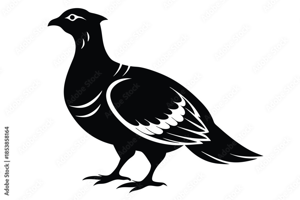 Fototapeta premium grouse silhouette line art vector illustration with a white background