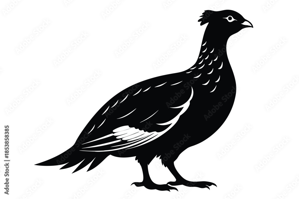 Fototapeta premium grouse silhouette line art vector illustration with a white background