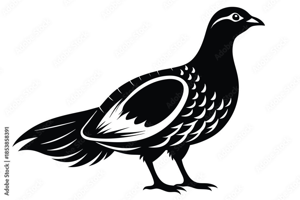 Fototapeta premium grouse silhouette line art vector illustration with a white background
