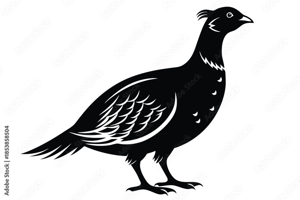 Fototapeta premium grouse silhouette line art vector illustration with a white background
