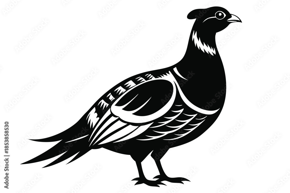 Fototapeta premium grouse silhouette line art vector illustration with a white background