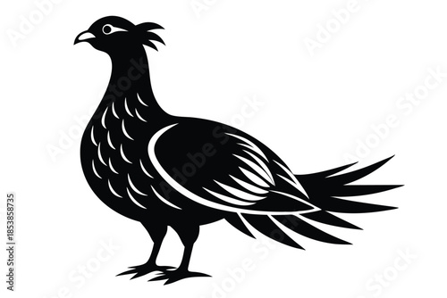 grouse silhouette line art vector illustration with a white background