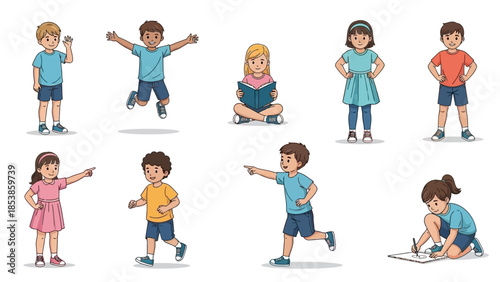 A group of diverse children engaging in various activities together