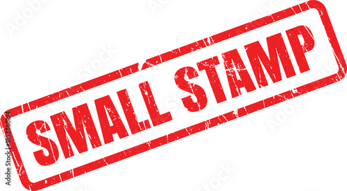 An illustration of a red grunge rubber stamp showing the words SMALL STAMP against a pristine white backdrop
