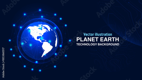 Digital Planet Earth Technology Background – 3D Globe Network with Data Connections, Global Communication and Internet Connectivity Concept