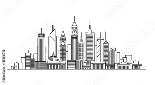 Hong Kong skyline outline cityscape urban architecture