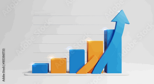 Growth chart with upward arrow showing business progress