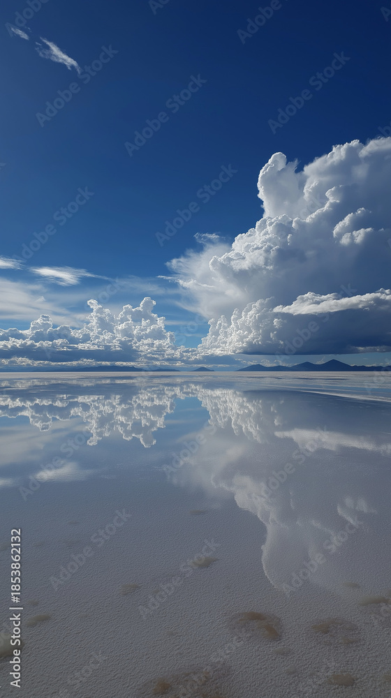 Fototapeta premium Salar de Uyuni, Bolivia – World’s Largest Salt Flat with Mirror Reflection