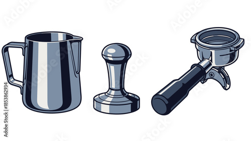 Essential espresso making tools set for baristas and coffee enthusiasts, perfect for crafting delicious beverages