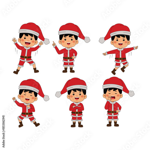 cute little boy christmas vector illustration