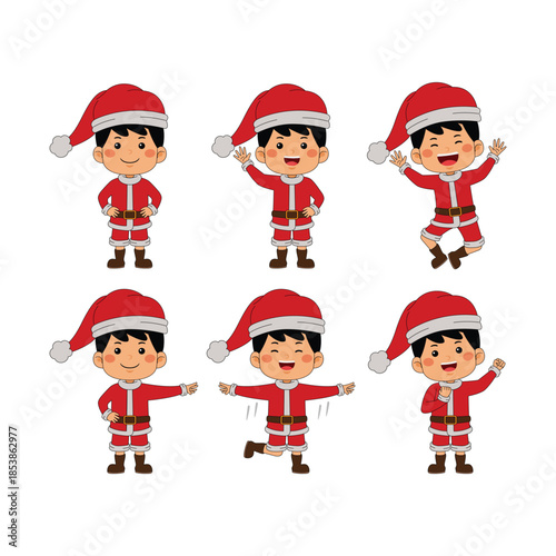 cute little boy christmas vector illustration