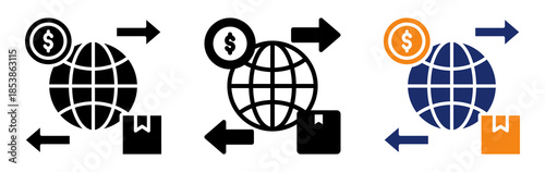 Global Trade Icon Collection Glyph & Mixed Style 