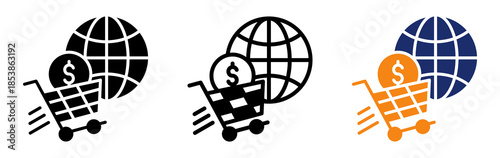 Global Commerce Icon Collection Glyph & Mixed Style 