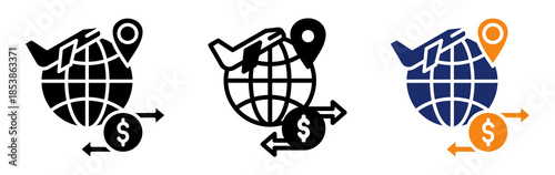 Overseas Trade Icon Collection Glyph & Mixed Style 