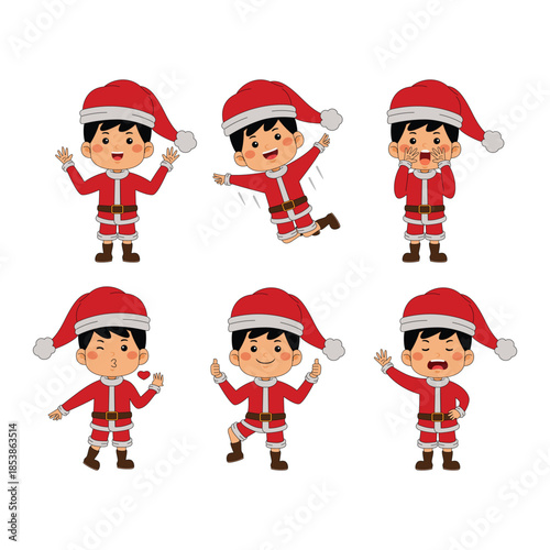 cute little boy christmas vector illustration