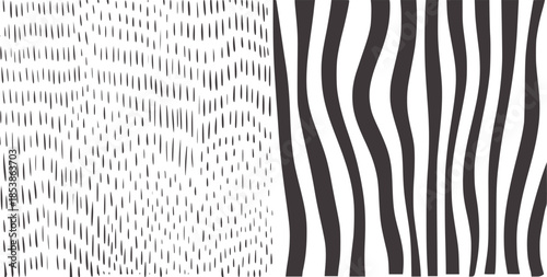 Contrast black and white abstract wavy line and dotted texture