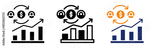 Market Exchange Icon Collection Glyph & Mixed Style 