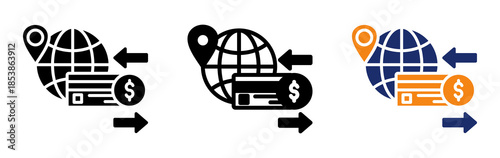 International Transaction Icon Collection Glyph & Mixed Style 