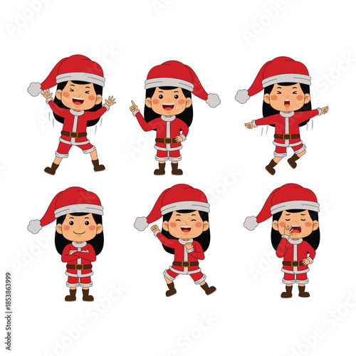 cute little girl christmas vector illustration