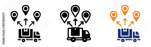 Cargo Distribution Icon Collection Glyph & Mixed Style 