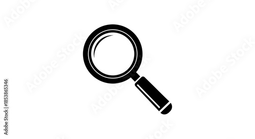 Black magnifying glass on white.
