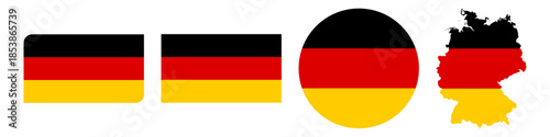 german circular flag, german rectangular flag, german map flag flat icon