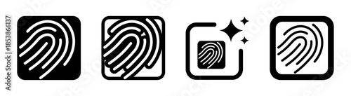 Fingerprint with scanner icon for identity protection and secure access on black transparent background in PNG vector illustration