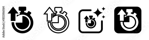 Increased hours upward arrow icon illustration on black transparent background in PNG vector format