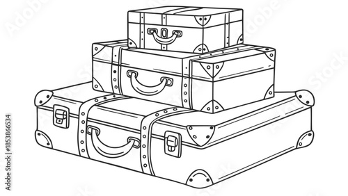 Stack of vintage suitcases for travel and adventure